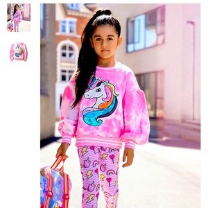 Lola and the boys tie dye pink unicorn sweater